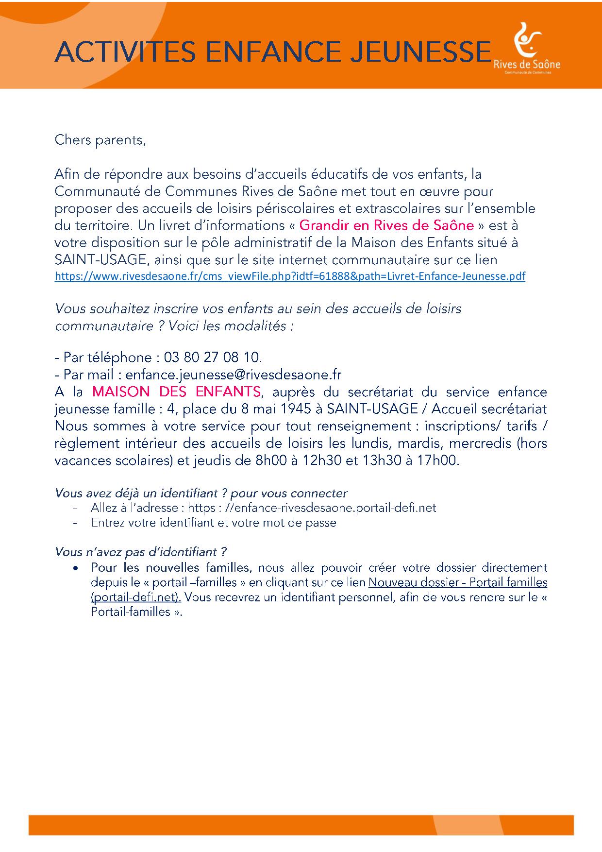 Centre de loisirs été et rentrée 2025