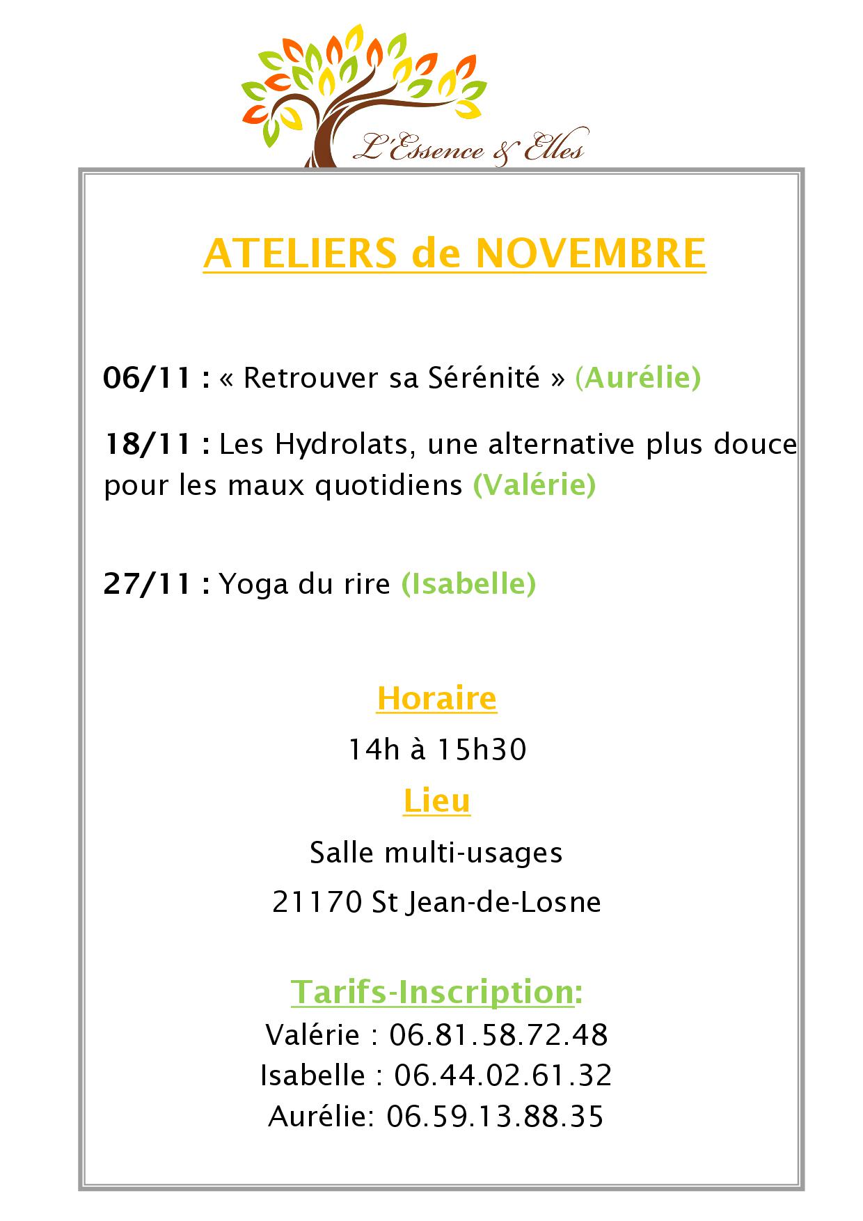 Ateliers bien-être en novembre